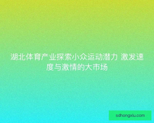 湖北体育产业探索小众运动潜力 激发速度与激情的大市场