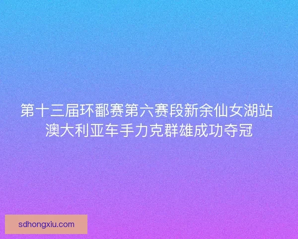 第十三届环鄱赛第六赛段新余仙女湖站 澳大利亚车手力克群雄成功夺冠