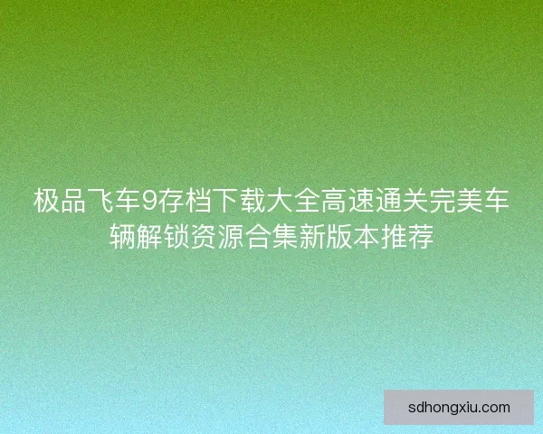 极品飞车9存档下载大全高速通关完美车辆解锁资源合集新版本推荐