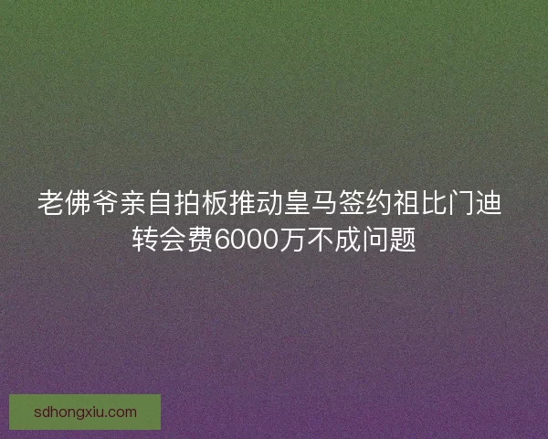 老佛爷亲自拍板推动皇马签约祖比门迪 转会费6000万不成问题
